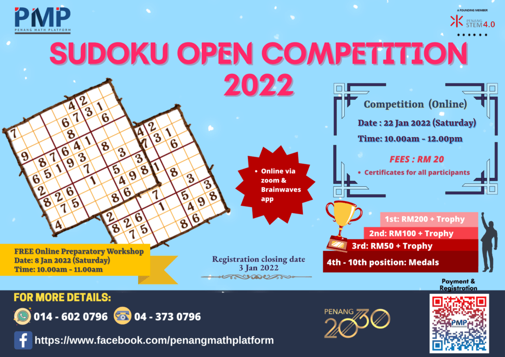 1st Penang Sudoku Competition 2020, Penang Math Platform, November